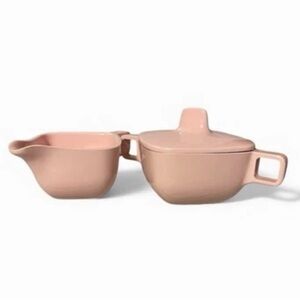MCM Pink Melmac Creamer and Sugar Bowl with Lid
